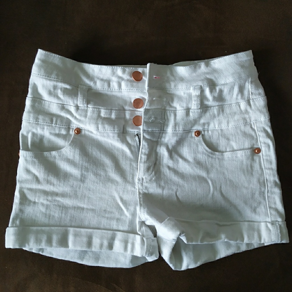 White High Waisted Shorts